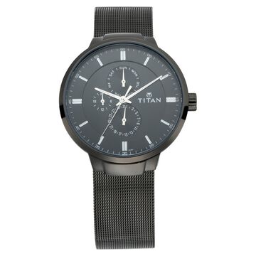 Titan Workwear Black Dial Quartz Multifunction Stainless Steel Strap watch for Men