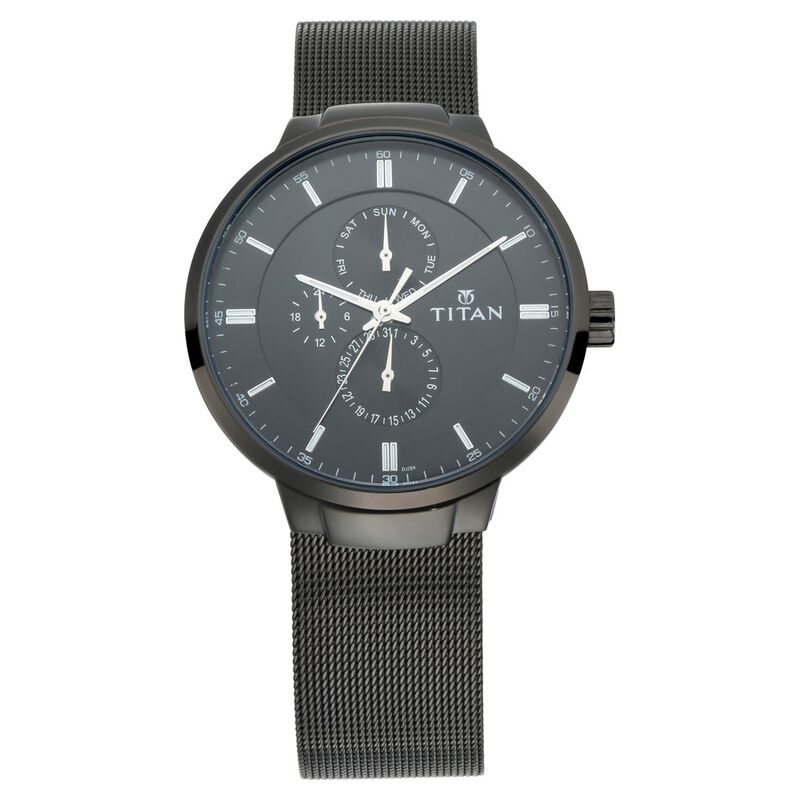Titan Workwear Black Dial Quartz Multifunction Stainless Steel Strap watch for Men - image number 0