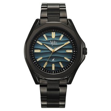 Vyb Drift By Fastrack Quartz Analog Blue Dial Black Stainless Steel Strap Watch For Guys