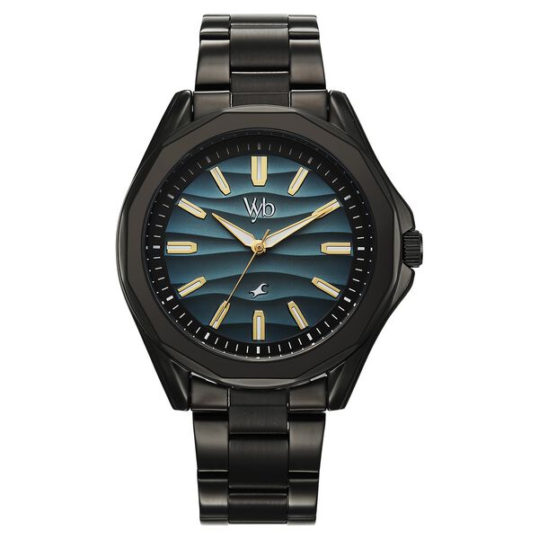 Vyb Drift By Fastrack Quartz Analog Blue Dial Black Stainless Steel Strap Watch For Guys - image number 1