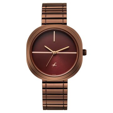 Fastrack 9 to Fine Analog with Brown Dial Metal Strap Watch for Girls