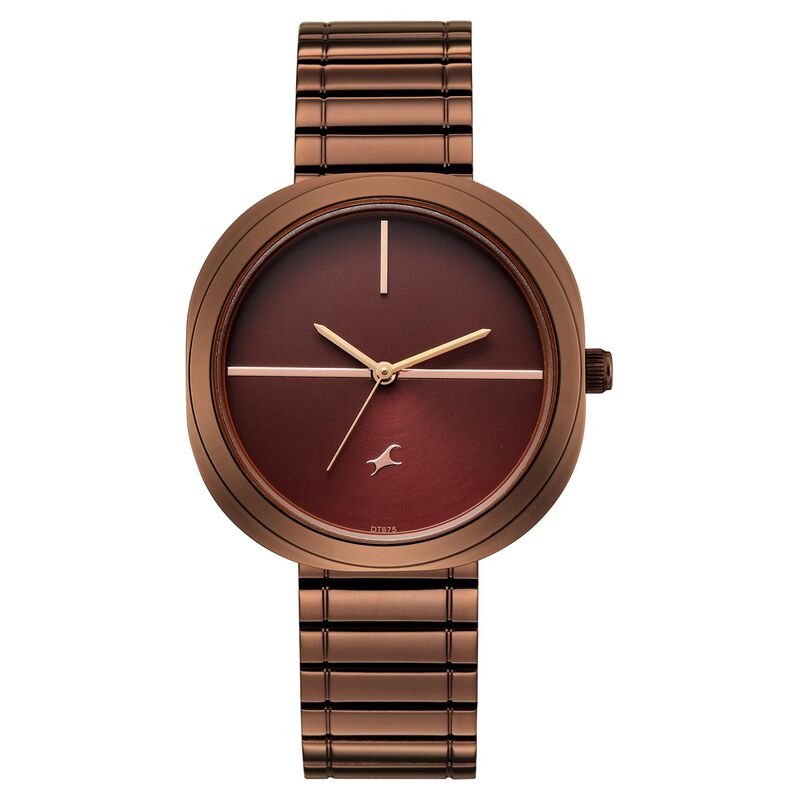 Fastrack 9 to Fine Analog with Brown Dial Metal Strap Watch for Girls