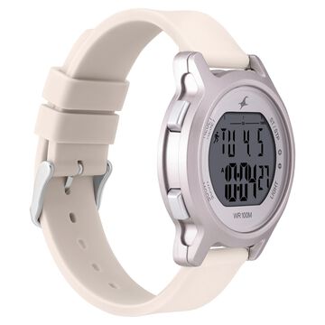 Fastrack Street Line Digital Dial Beige Silicone Strap Watch for Girls