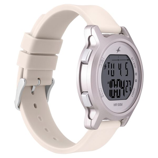 Fastrack Street Line Digital Dial Beige Silicone Strap Watch for Girls - image number 4