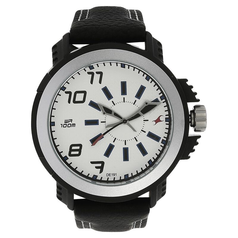 Buy Online Fastrack Quartz Analog Silver Dial Leather Strap Watch for ...