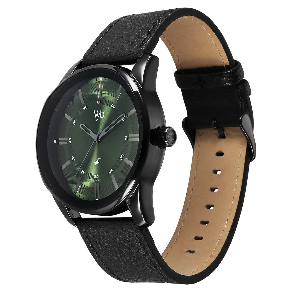 Buy Online Vyb Drift By Fastrack Quartz Analog Green Dial Leather