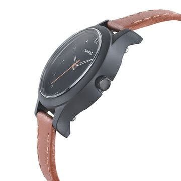 Sonata Essentials Black Dial Women Watch With Leather Strap
