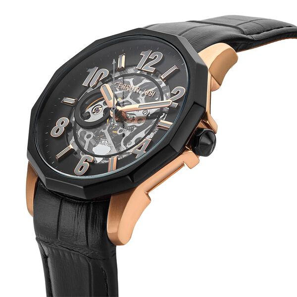 Cerruti 1881 Black Dial Leather Strap Watch for Men - image number 4