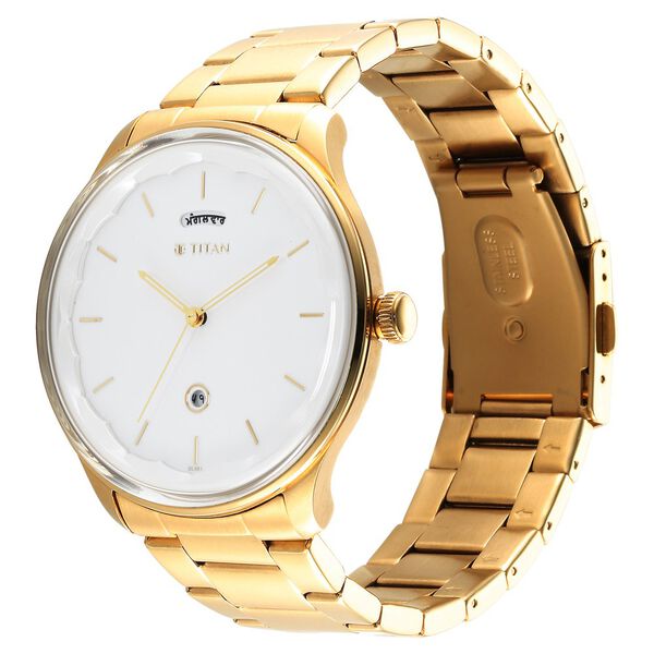 Titan Punjab Collection White Dial Analog with Day and Date Stainless Steel Strap Watch for Men - image number 2