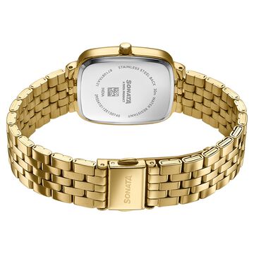 Sonata Festive Quartz Analog Mother Of Pearl Dial Gold Metal Strap Watch For Women
