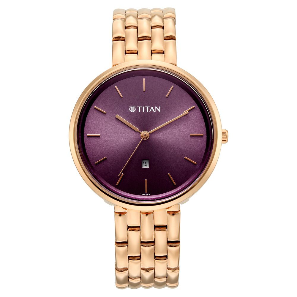 Titan Neo Quartz Analog Pink Dial Rose Gold Metal Strap Watch For Women-picture-30