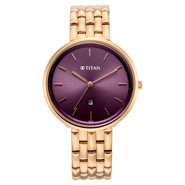 Titan Neo Quartz Analog Pink Dial Rose Gold Metal Strap Watch For Women - image number 0