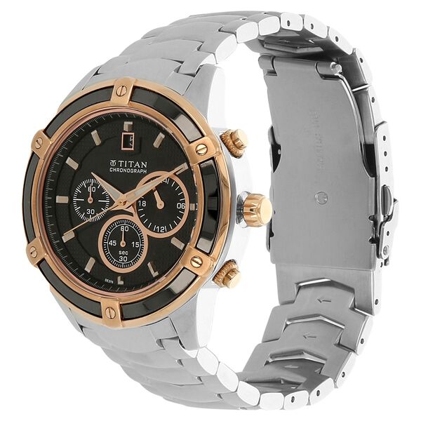 Titan Chronograph Black Dial Quartz Stainless Steel Strap Watch for Men - image number 1