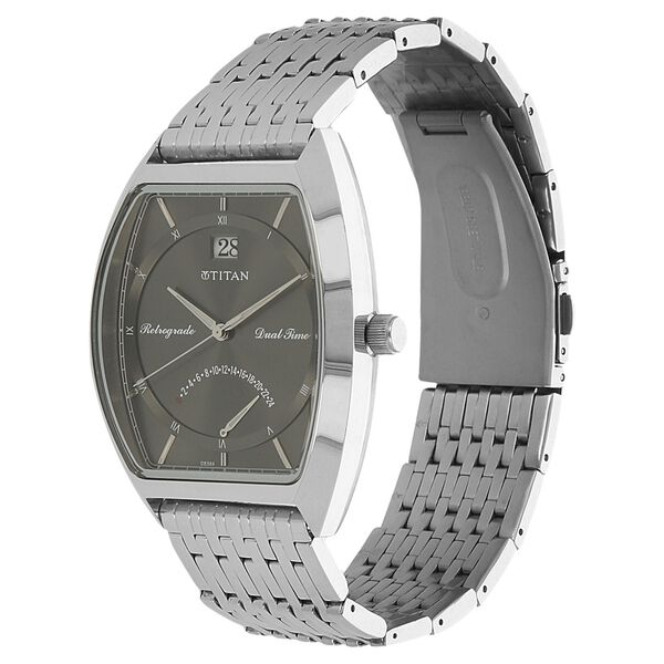 Titan Dual Time Anthracite Dial Stainless Steel Strap watch for Men - image number 1