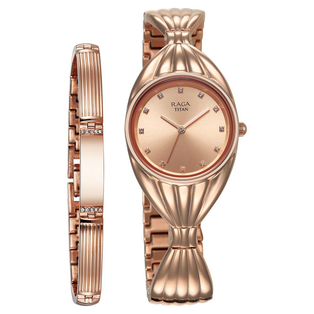 Titan Raga Memoirs Quartz Analog Rose Gold Dial With Rose Gold Metal Strap Watch For Women-image-8