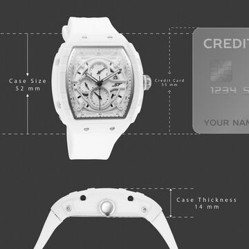 SF Maiden Voyage Sport Watch - White dial & Strap -Tonneau Shaped Case with Multifunction movement