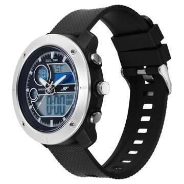 SF Zest Quartz Analog Digital Dial Black Polyurethane Strap Watch For Men
