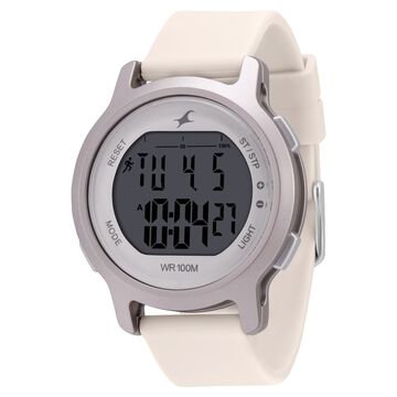 Fastrack Street Line Digital Dial Beige Silicone Strap Watch for Girls