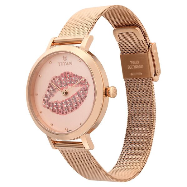 Titan PoP Pink Dial Analog Stainless Steel Strap Watch for Women - image number 2