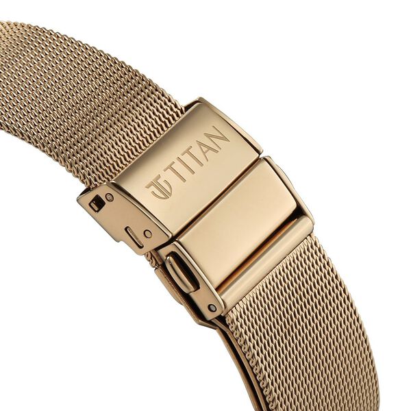 Titan Edge Whimsey Quartz Analog Brown Dial Golden Stainless Steel Strap Watch For Women - image number 4