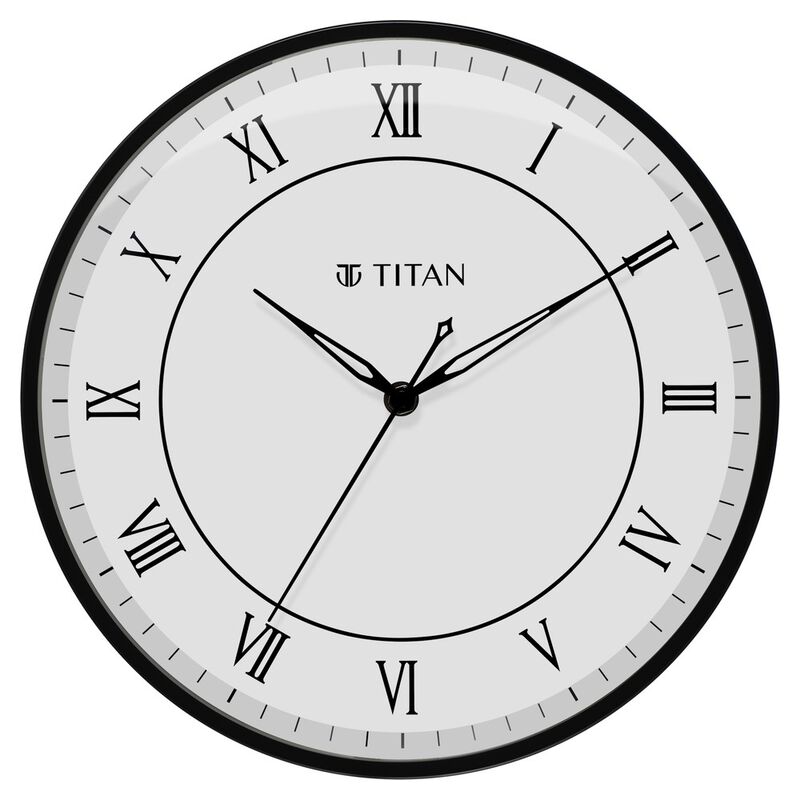 Buy Online Titan Metallic Wall Clock White Dial Silent Sweep Technology