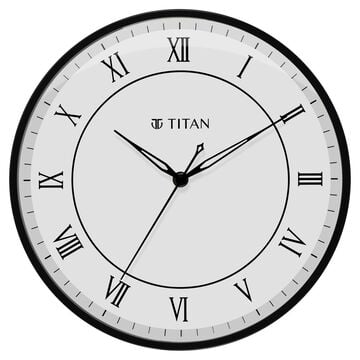 Titan Metallic Wall Clock White Dial Silent Sweep Technology with size 30.4 cm X 30.4 cm (Medium)