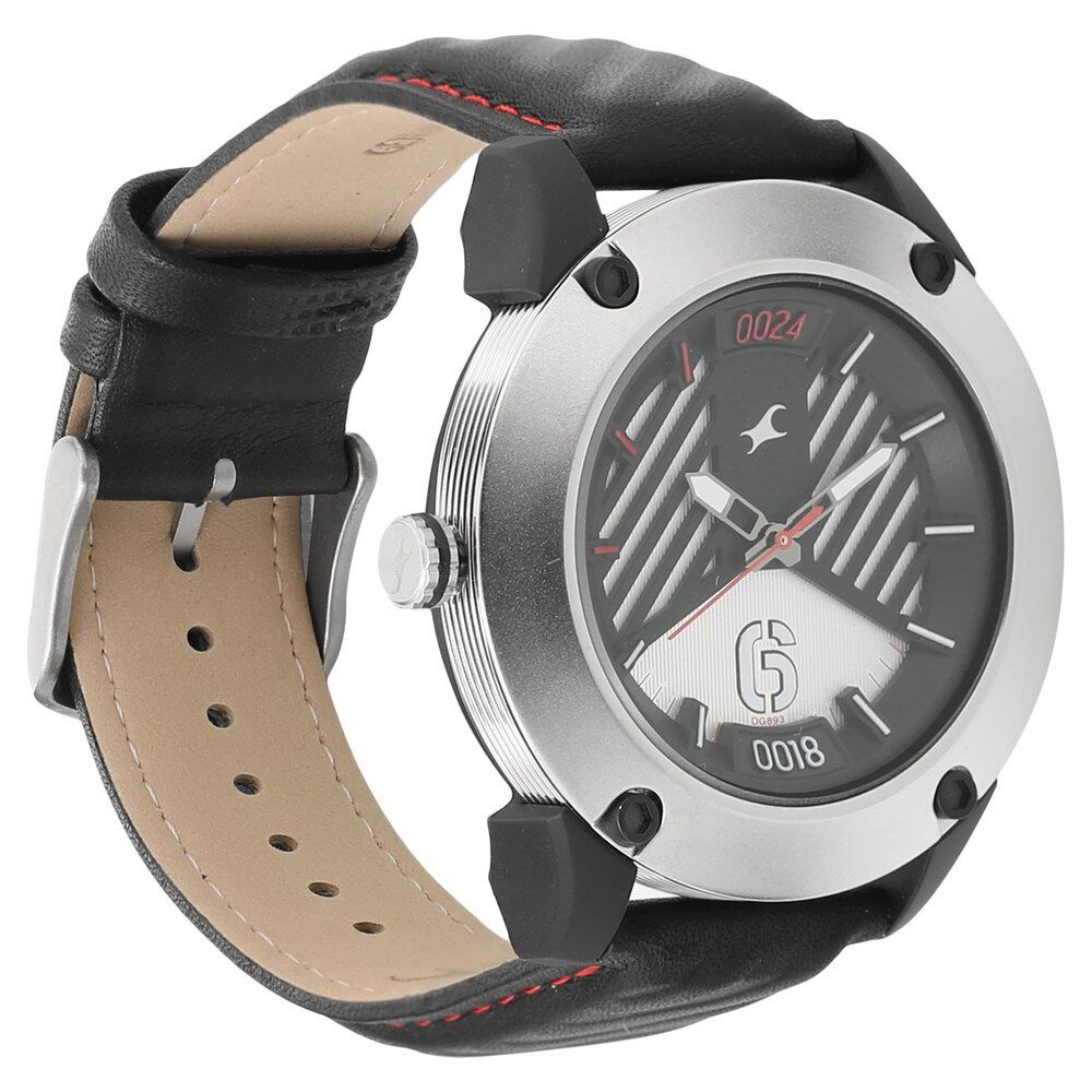 Fastrack Loopholes Quartz Analog White Dial Leather Strap Watch for Guys