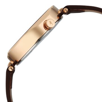 Fastrack Tick Tock Quartz Multifunction Brown Dial Leather Strap Watch For Girls