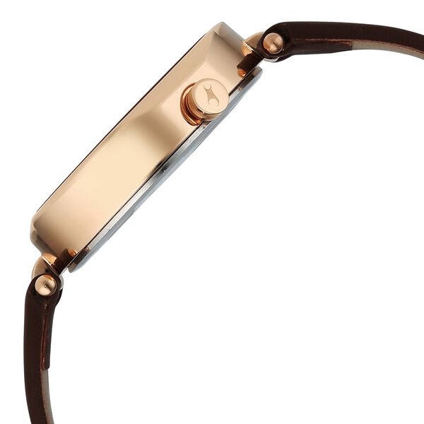 Fastrack Tick Tock Quartz Multifunction Brown Dial Leather Strap Watch For Girls - image number 3