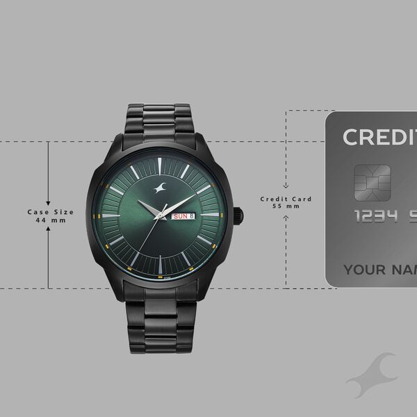 Fastrack Stunners Quartz Analog Green Dial Brown Stainless Steel Strap Watch For Guys - image number 3