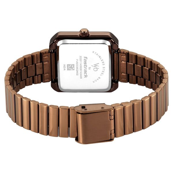 Vyb Flare By Fastrack Quartz Analog Brown Dial Brown Stainless Steel Strap Watch For Girls - image number 6