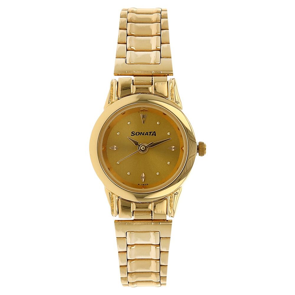 Sonata Quartz Analog Champagne Dial Stainless Steel Strap Watch for Women-image-29