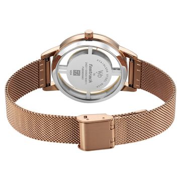 Vyb Runway By Fastrack Quartz Analog White Dial Rose Gold Stainless Steel Strap Watch For Girls