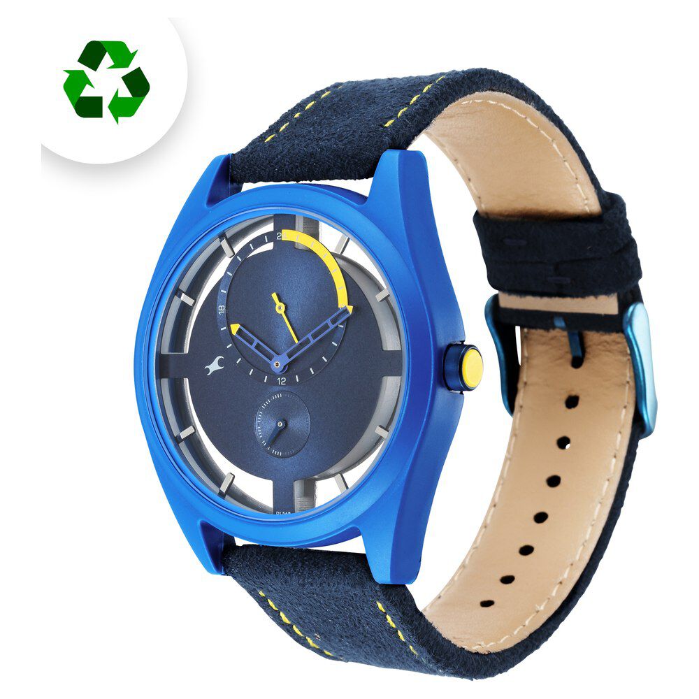 Buy Online Fastrack Revibe Quartz Multifunction Blue Dial Fabric Strap Watch for Guys 3256pf01 Titan