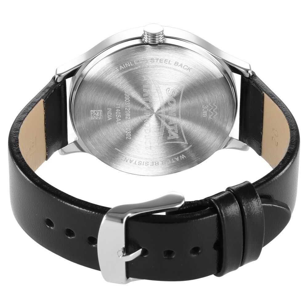 Buy Online Sonata Force Quartz Multifunction Black Dial Leather