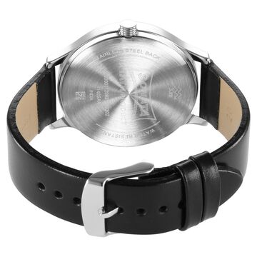 Sonata Force Quartz Multifunction Black Dial Leather Strap Watch for Men