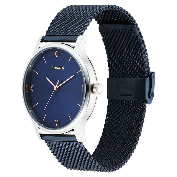 Sonata Blues Quartz Analog Blue Dial Metal Strap Watch for Men - image number 1
