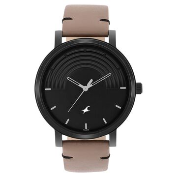 Fastrack Crush Quartz Analog Black Dial Leather Strap Watch for Guys