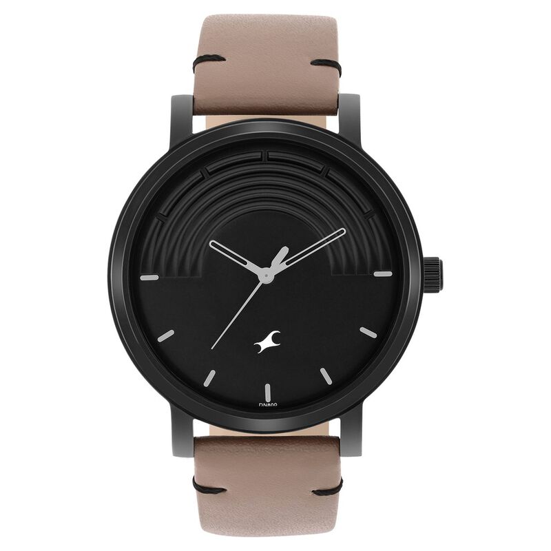 Fastrack Crush Quartz Analog Black Dial Leather Strap Watch for Guys - image number 0
