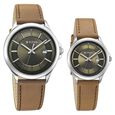 Titan Bandhan Quartz Analog with Date Green Dial Brown Leather Strap Watch For Couple - image number 1