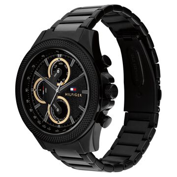 Tommy Hilfiger Multifunction Black Round Dial Black Stainless Steel Strap Watch For Men