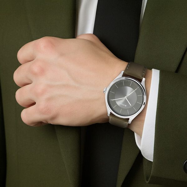 Titan Men's Urban Edge Lustrous Olive Dial Leather Watch - image number 5