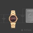 Titan  Purple Time Deluxe Quartz Analog Brown Dial Rose Gold Metal Strap Watch For Women - image number 3