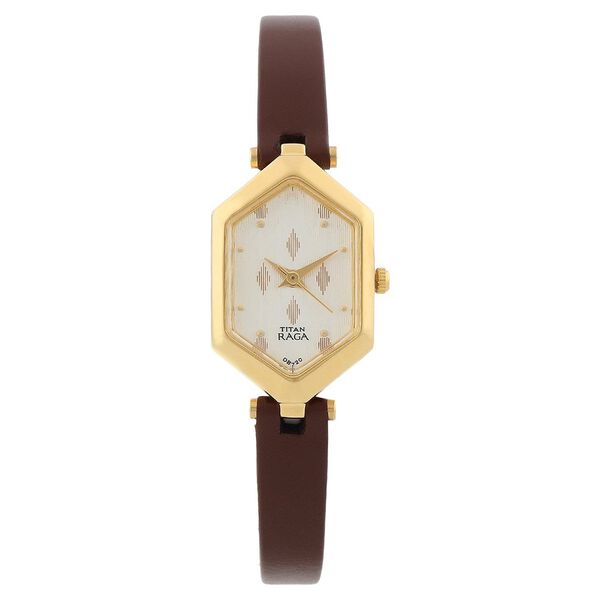 Titan Quartz Analog White Dial Leather Strap Watch for Women - image number 0