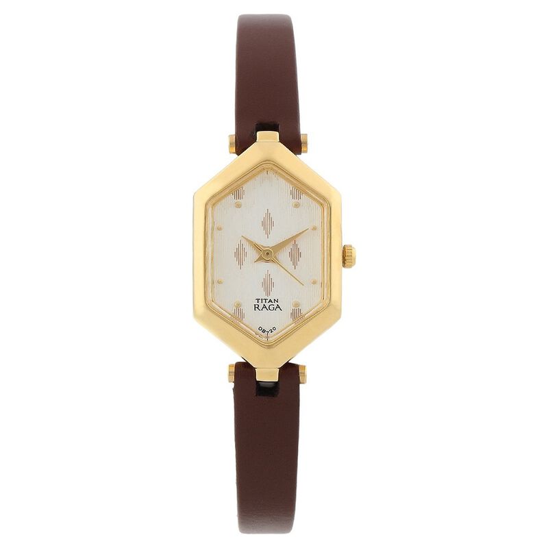 Titan Quartz Analog White Dial Leather Strap Watch for Women