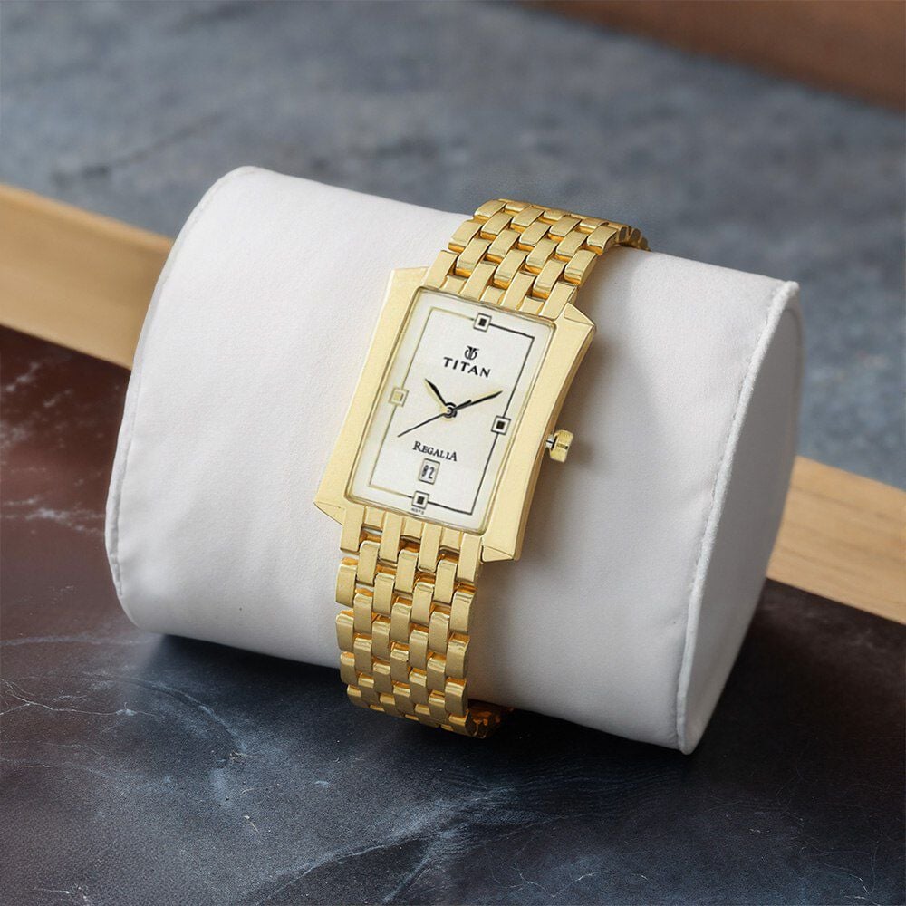 Titan Rectangle White Dial Analog with Date Stainless Steel Strap Watch for Men-image-38