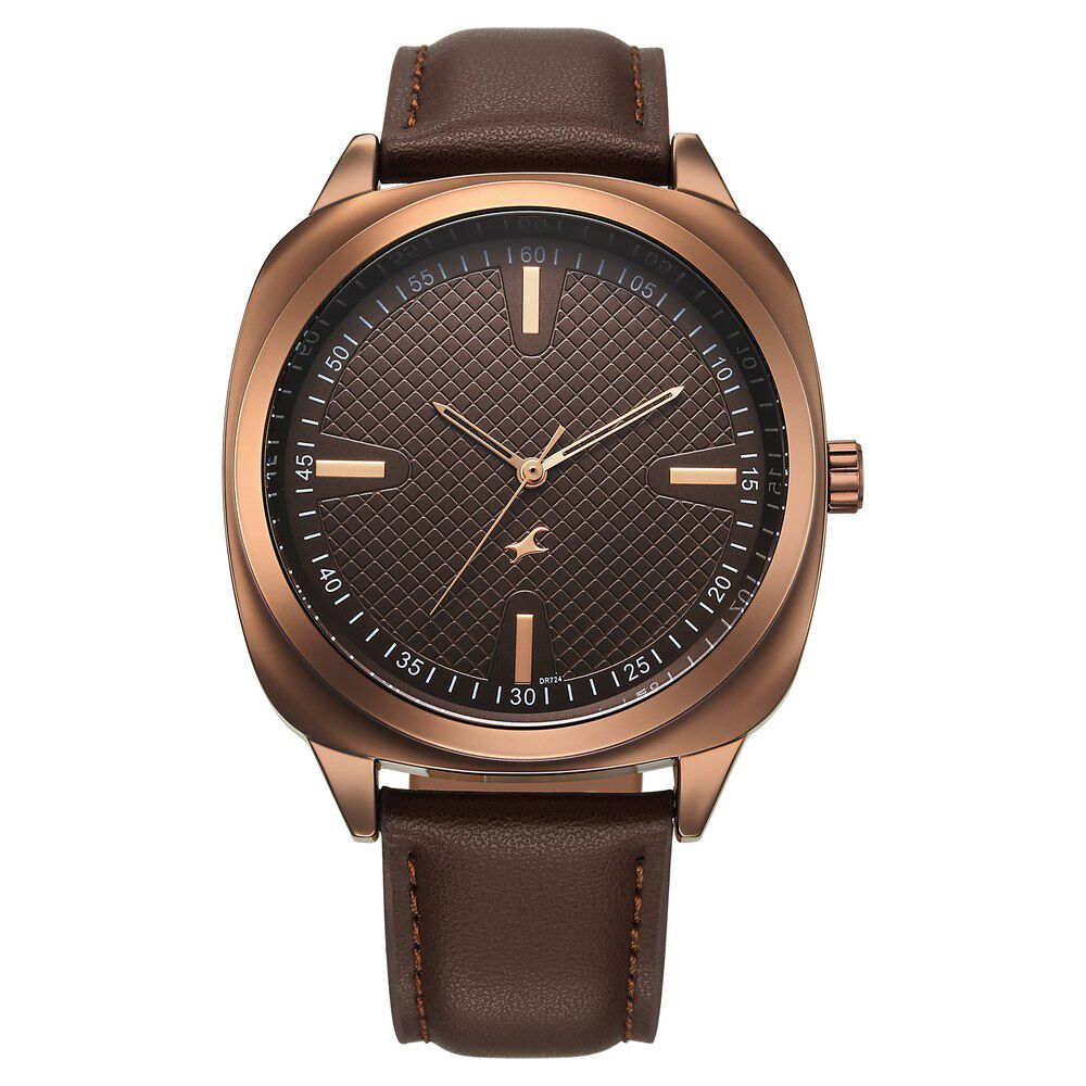 Fastrack Stunners X Quartz Analog Brown Dial Leather Strap Watch For Guys-picture-20