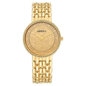 Titan Nebula Vintage 18k Gold Analog Rice Grain Strap Watch for Men