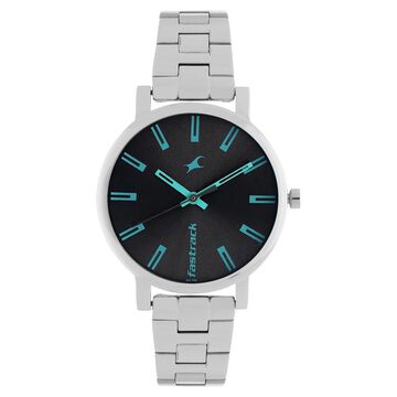 Fastrack Fundamentals Quartz Analog Grey Dial Stainless Steel Strap Watch for Girls