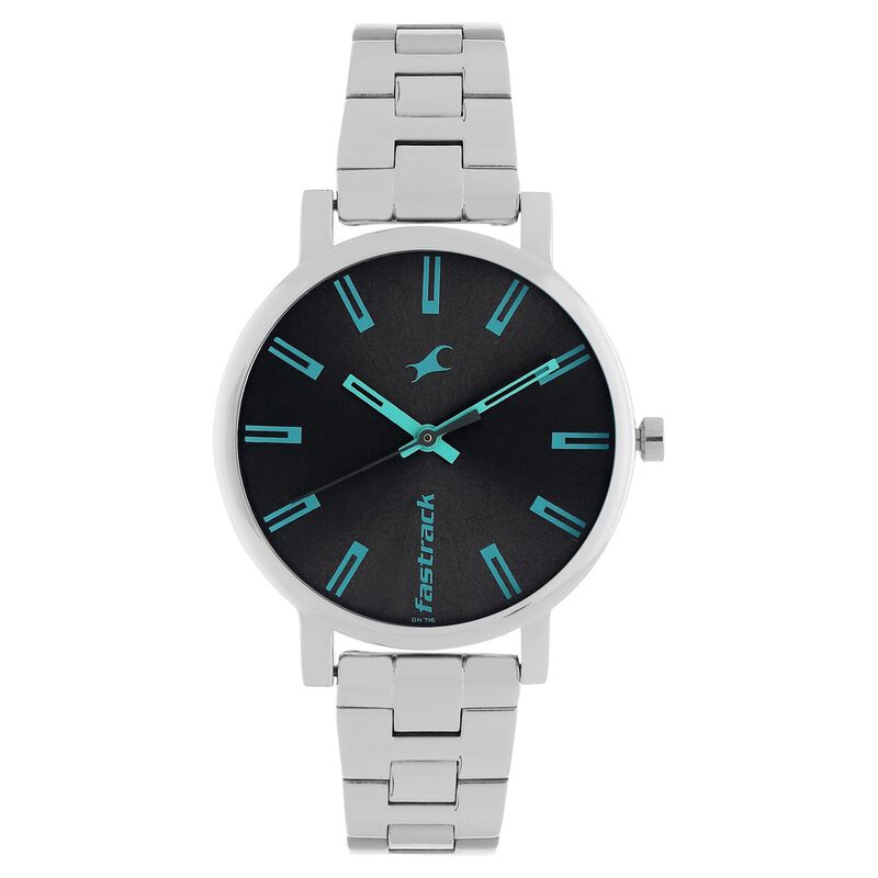 Fastrack Fundamentals Quartz Analog Grey Dial Stainless Steel Strap Watch for Girls